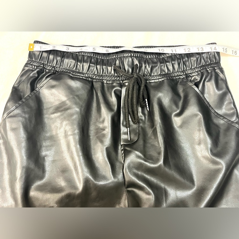 David Lerner Black Faux Leather Joggers with Pockets Women’s Pants Small - Picture 9 of 16